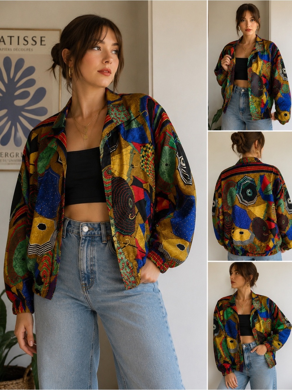 Vintage Private Collection Umbrella Print Windbreaker Jacket 80s 90s Oversized